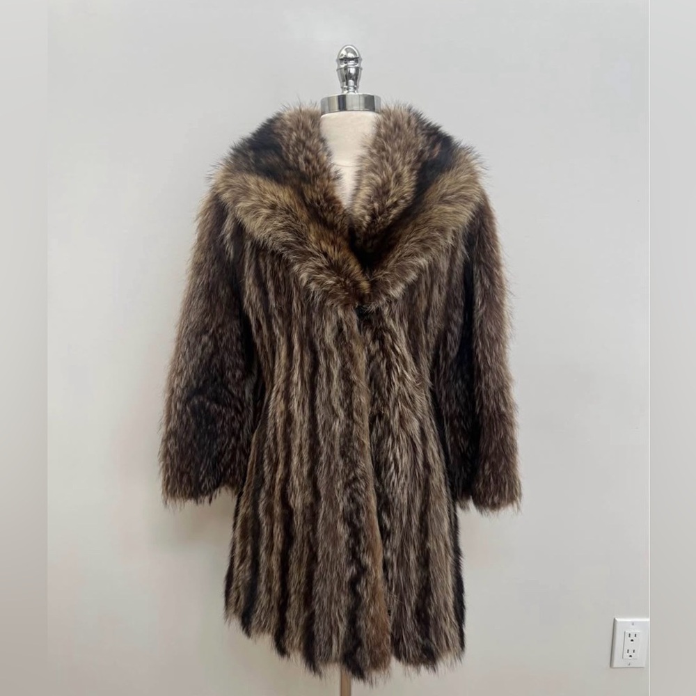 SOLD Raccoon fur jacket with exaggerated collar